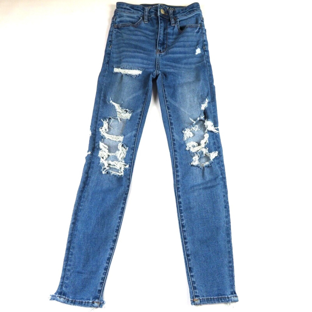 AMERICAN EAGLE Ne(x)t Level Stretch Super Hi-Rise Raw Hem Jegging 00 Short